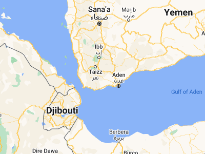 Map showing location of Ţawr al Bāḩah (13.18179, 44.29966)