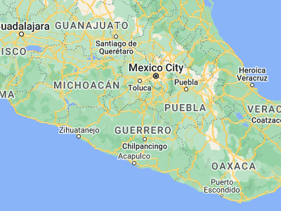 Map showing location of Taxco de Alarcón (18.55, -99.6)