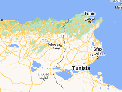 Map showing location of Tébessa (35.40417, 8.12417)