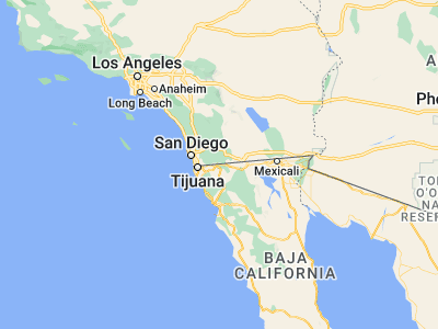 Map showing location of Tecate (32.56716, -116.62509)