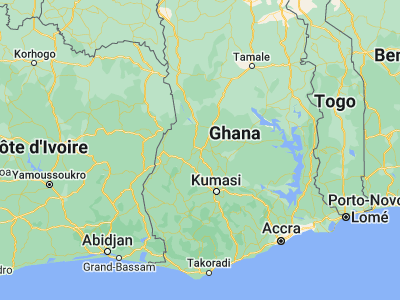 Map showing location of Techiman (7.58616, -1.94137)