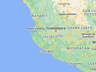 Map showing location of Tecolotlán (20.19942, -104.04667)