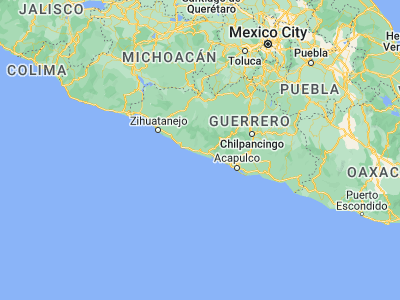 Map showing location of Tecpan de Galeana (17.22278, -100.64121)