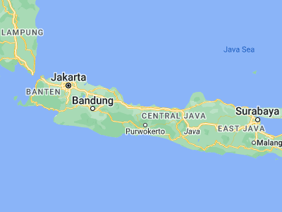 Map showing location of Tegal (-6.8694, 109.1402)