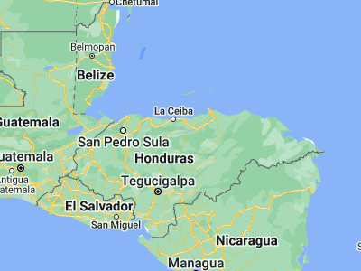 Map showing location of Teguajinal (15.36667, -86.6)