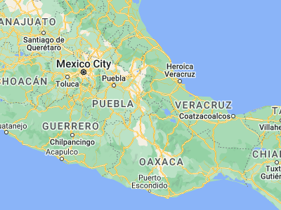 Map showing location of Tehuacán (18.46148, -97.39282)