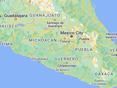 Map showing location of Tejupilco de Hidalgo (18.9, -100.15)