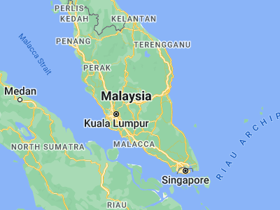 Map showing location of Temerluh (3.4506, 102.4176)