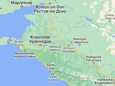Map showing location of Temirgoyevskaya (45.11414, 40.28027)