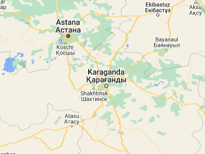Map showing location of Temirtau (50.05494, 72.96464)
