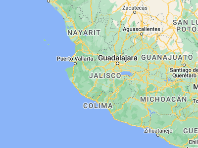 Map showing location of Tenamaxtlán (20.21673, -104.16372)