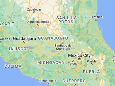 Map showing location of Tenería (20.59956, -100.79789)