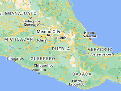 Map showing location of Teopantlán (18.71288, -98.26258)