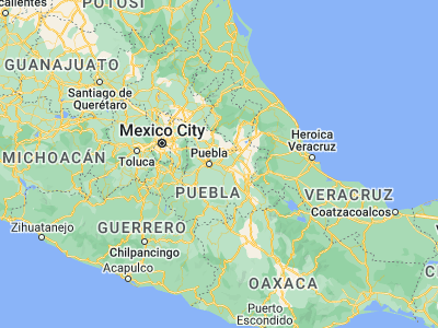 Map showing location of Tepatlaxco de Hidalgo (19.06747, -97.96595)