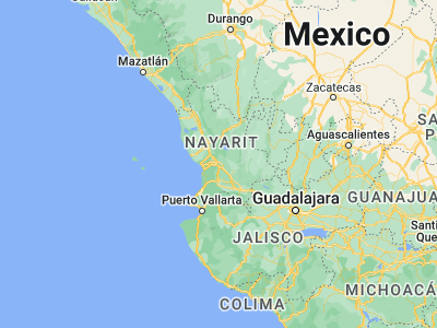 Map showing location of Tepic (21.5, -104.9)