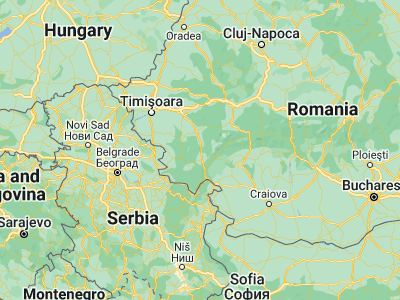 Map showing location of Teregova (45.15, 22.28333)