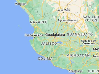 Map showing location of Teuchitlán (20.68476, -103.8492)