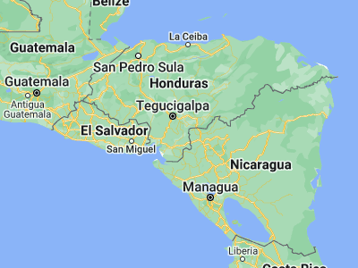 Map showing location of Texíguat (13.64972, -87.0225)