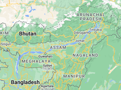 Map showing location of Tezpur (26.63333, 92.8)