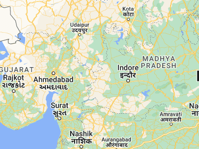 Map showing location of Thāndla (23, 74.56667)