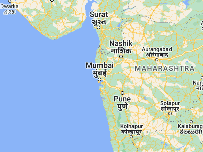 Map showing location of Thāne (19.2, 72.96667)