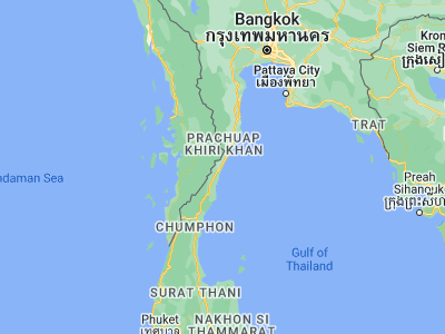 Map showing location of Thap Sakae (11.49964, 99.6217)