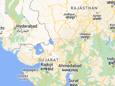 Map showing location of Tharād (24.39597, 71.62577)