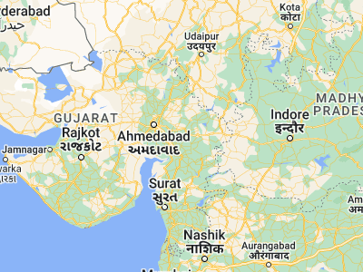 Map showing location of Thāsra (22.8, 73.21667)