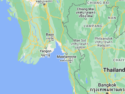 Map showing location of Thaton (16.92056, 97.37139)