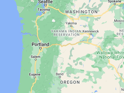 Map showing location of The Dalles (45.59456, -121.17868)