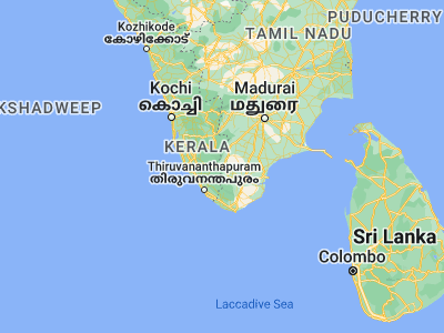 Map showing location of Thenkasi (8.96003, 77.31525)