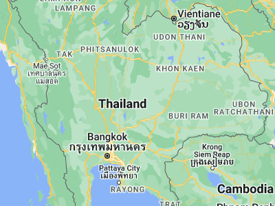Map showing location of Thep Sathit (15.39247, 101.45061)