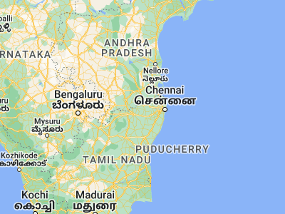 Map showing location of Thiruthani (13.17594, 79.61637)