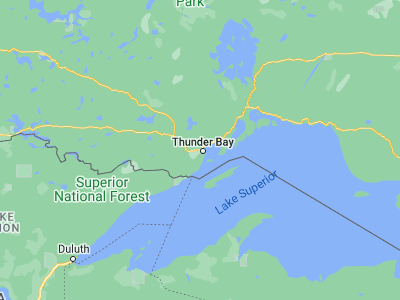 Map showing location of Thunder Bay (48.4001, -89.31683)