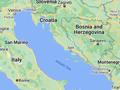 Map showing location of Tijesno (43.80417, 15.64333)
