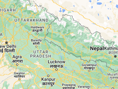 Map showing location of Tīkāpur (28.5, 81.13333)