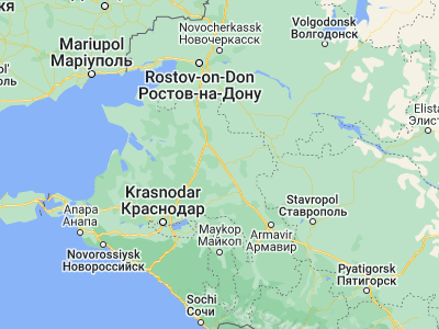 Map showing location of Tikhoretsk (45.85472, 40.12528)