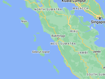 Map showing location of Tiku (-0.3958, 99.92307)