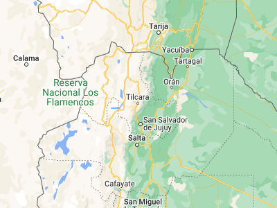 Map showing location of Tilcara (-23.57757, -65.3509)