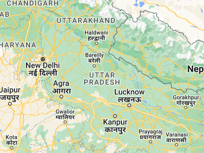 Map showing location of Tilhar (27.9614, 79.73962)