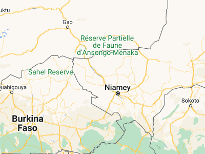 Map showing location of Tillabéri (14.21167, 1.45306)