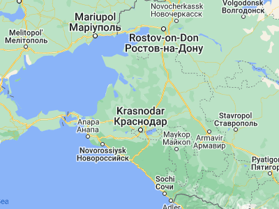 Map showing location of Timashëvsk (45.61694, 38.94528)