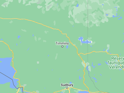 Map showing location of Timmins (48.46686, -81.33312)