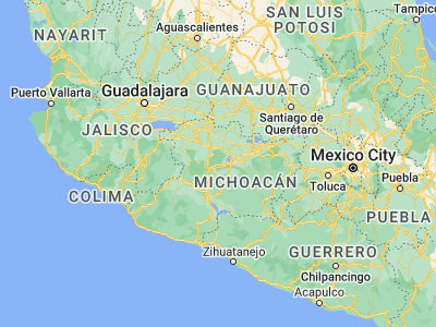Map showing location of Tingambato (19.50208, -101.85305)