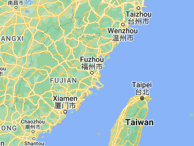 Map showing location of Tingjiang (26.07306, 119.50722)