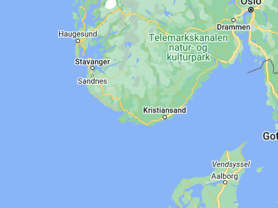 Map showing location of Tingvatn (58.3757, 7.2197)