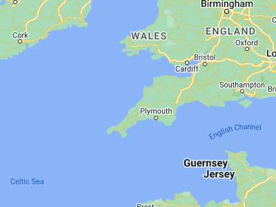 Map showing location of Tintagel (50.66317, -4.75047)