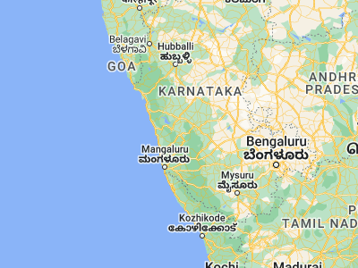 Map showing location of Tīrthahalli (13.7, 75.23333)