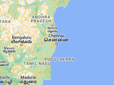 Map showing location of Tiruvottiyūr (13.15778, 80.30417)