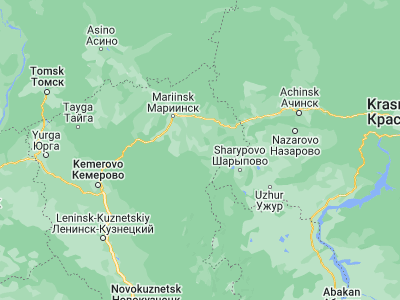 Map showing location of Tisul’ (55.76173, 88.31228)